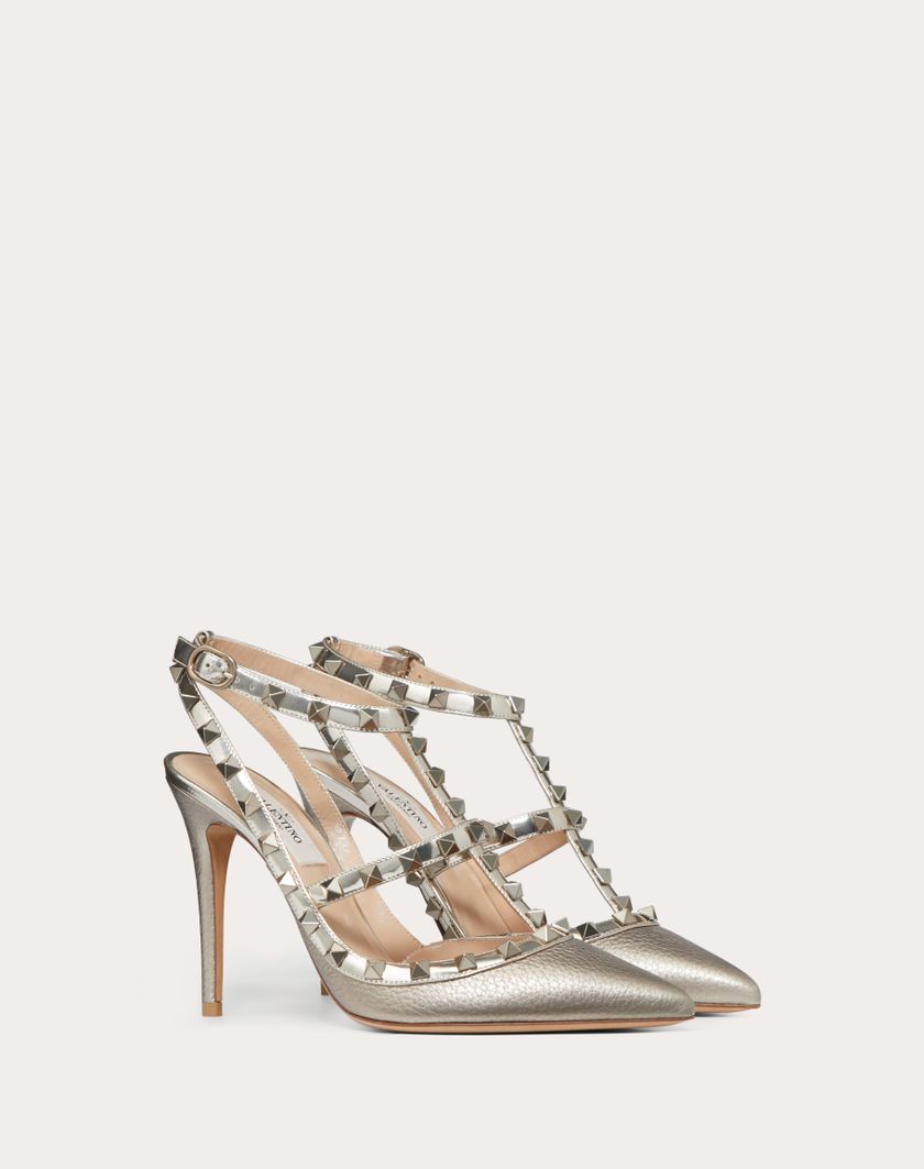 ROCKSTUD METALLIC ANKLE STRAP PUMP 100 MM - Image 1